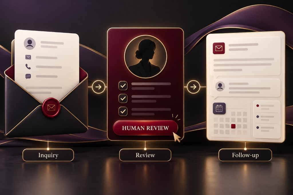 Illustrative workflow diagram showing connected systems and human review